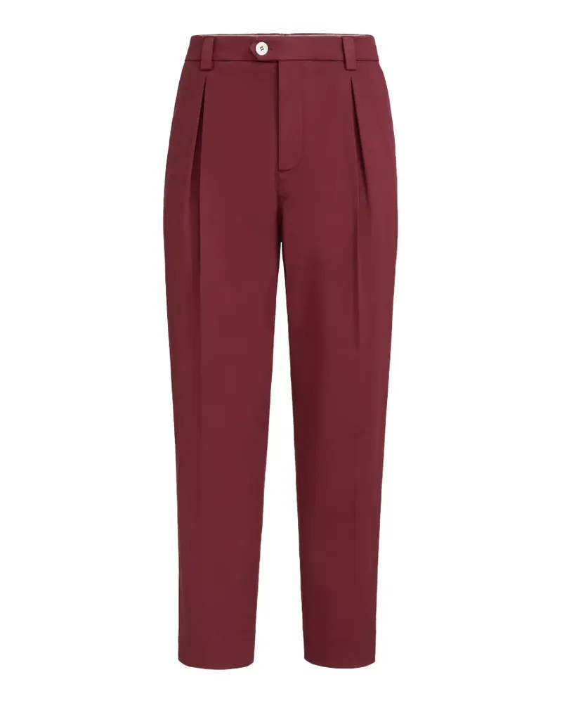 Brunello Cucinelli Gefärbte Hose aus amerikanischer Pima-Baumwollgabardine mit T-Shirt-Halter - Rot Rot