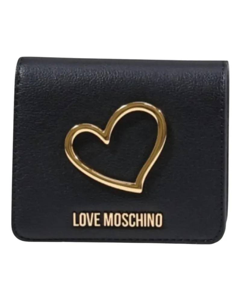 Moschino heart-plaque logo-lettering wallet - Schwarz Schwarz