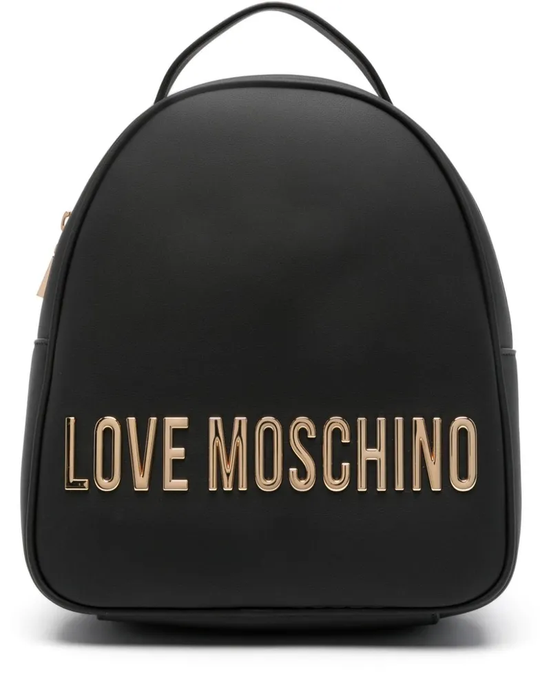 Moschino Rucksack aus Leder mit Logo Schwarz