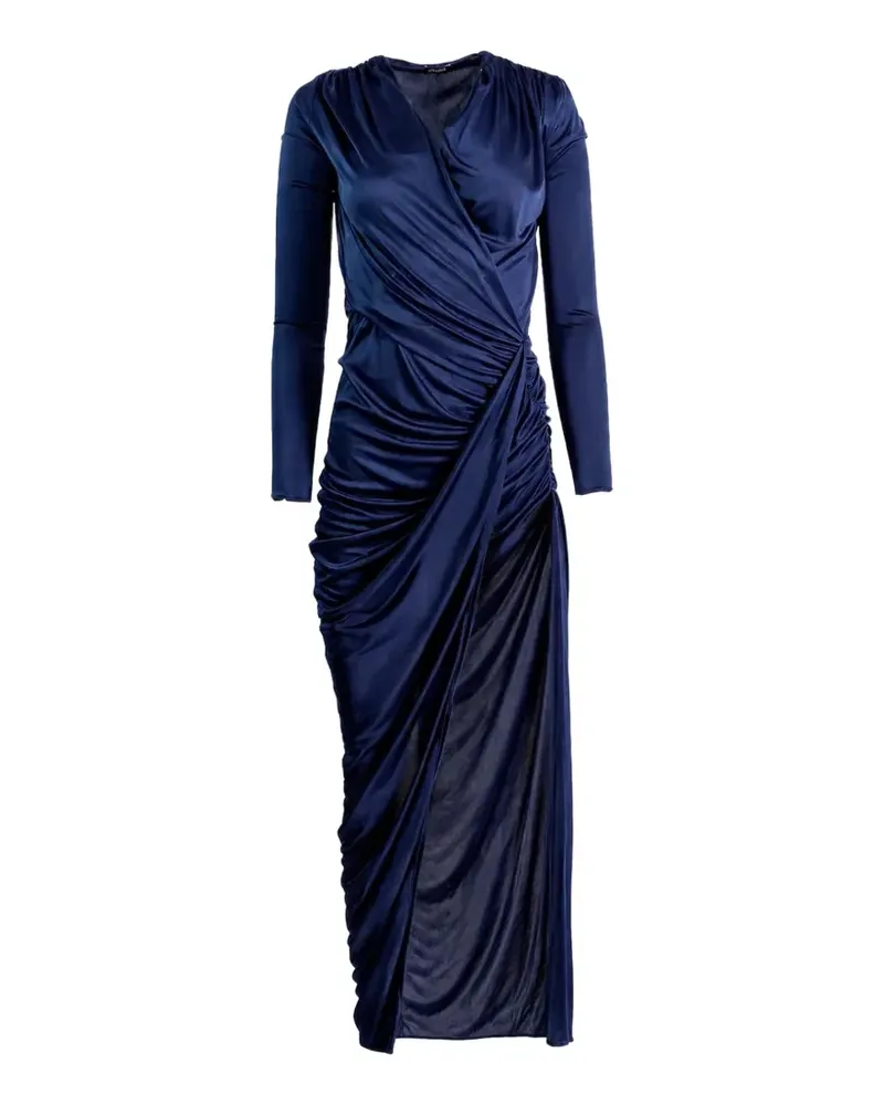ATLEIN ruched long-sleeve maxi dress - Blau Blau