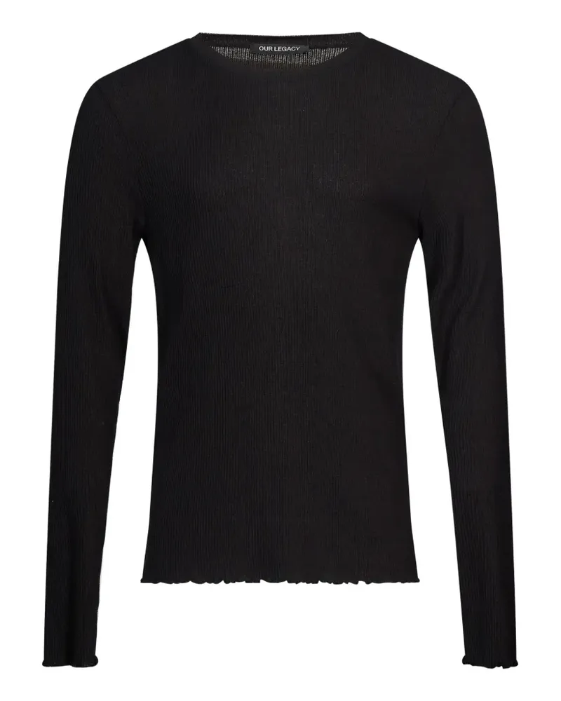 Our Legacy Geripptes Langarmshirt - Schwarz Schwarz