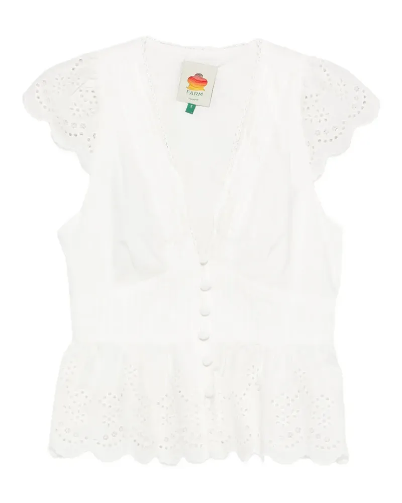 FARM Rio Bestickte Bluse mit Schößchen - Weiß Weiß