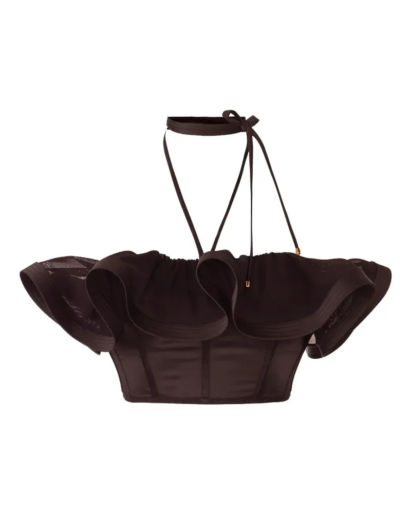 Elisabetta Franchi ruffled tie top - Braun Braun