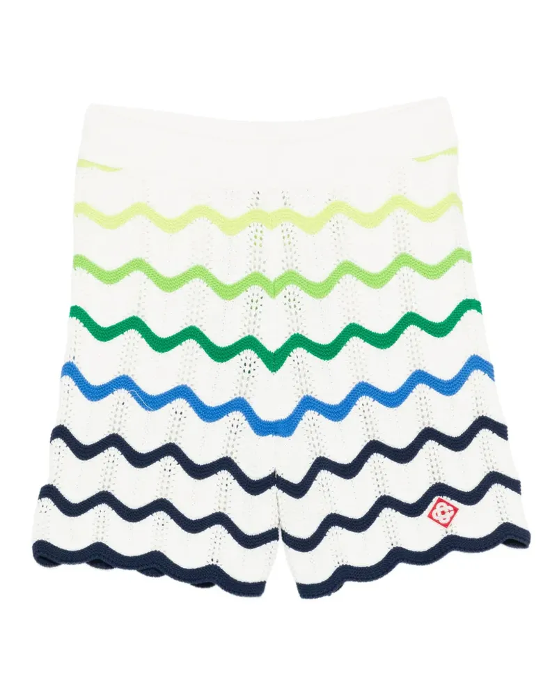 Casablanca Paris Strick-Shorts mit Wellenmuster - Weiß Weiß