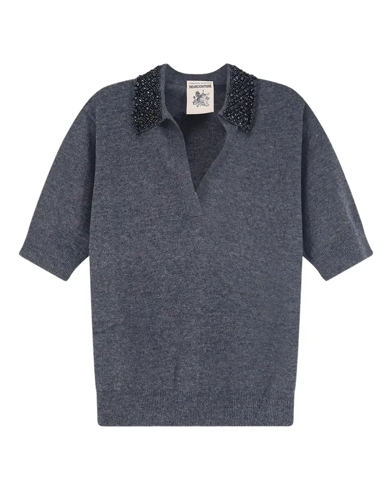 Semicouture Pullover mit Perlen - Grau Grau