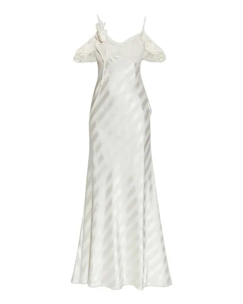 Self-Portrait lace-detail striped maxi dress - Weiß Weiß