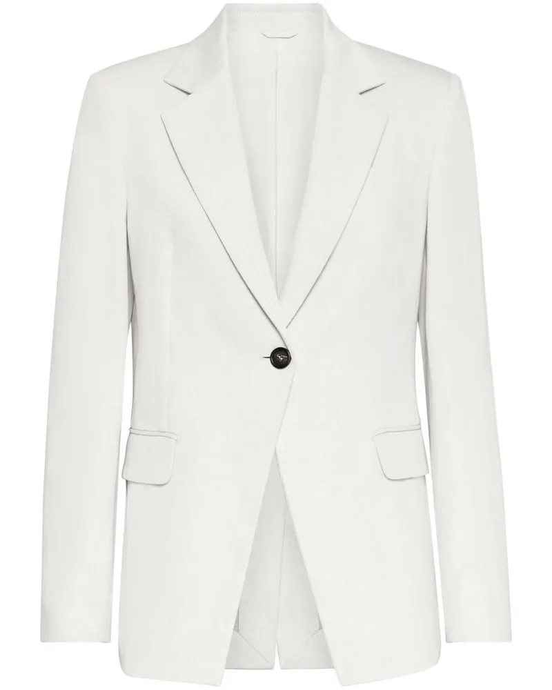 Brunello Cucinelli Einreihiger Gabardine-Blazer - Weiß Weiß