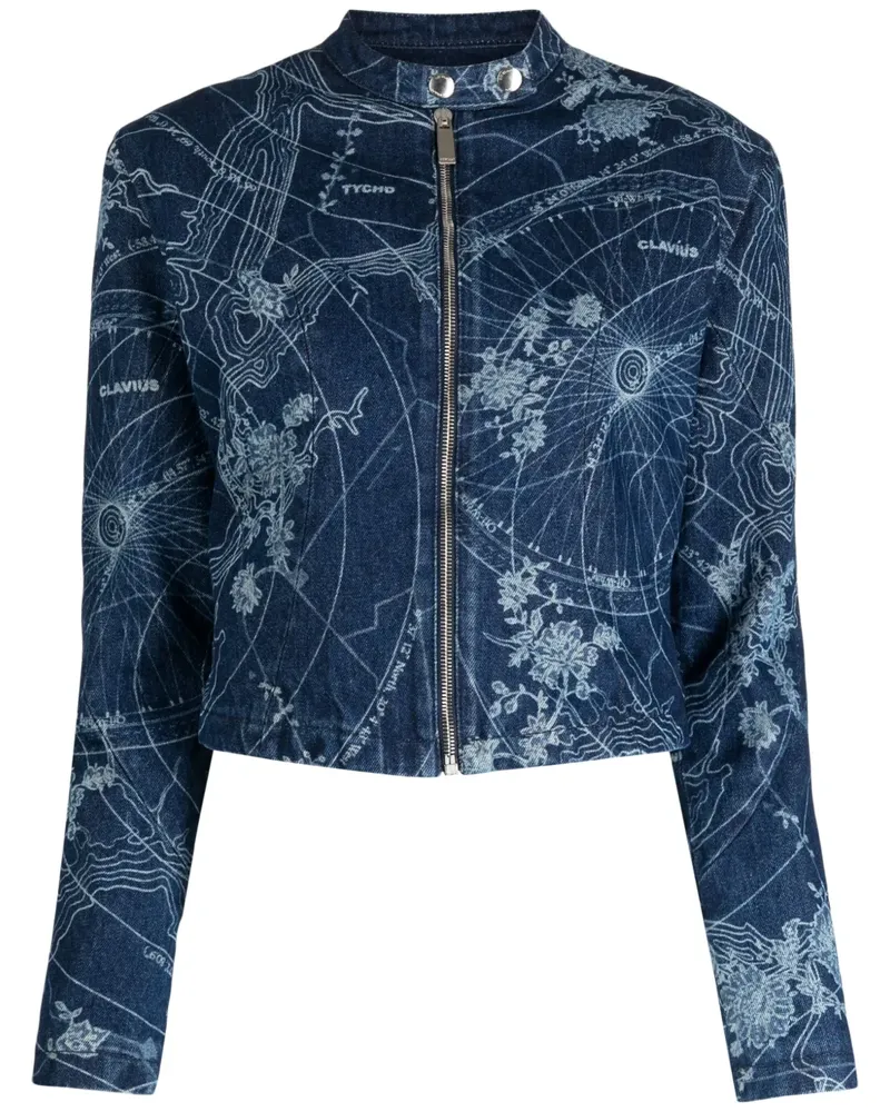 OFF-WHITE Jeansjacke mit Landkarten-Print - Blau Blau