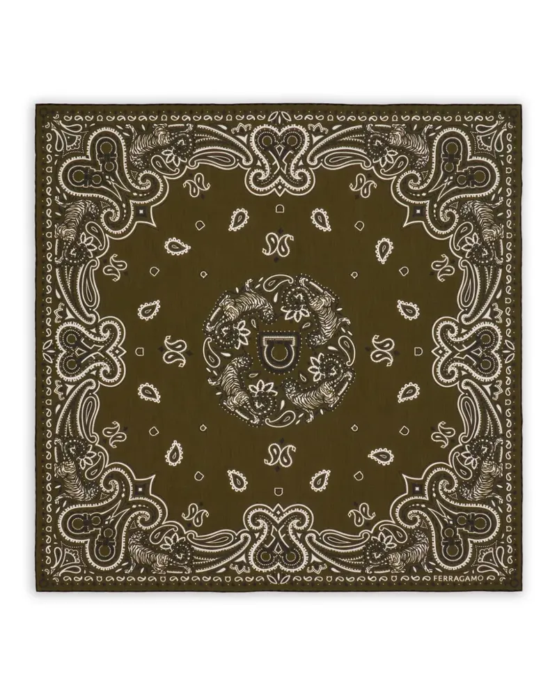 Ferragamo Bandana mit Arabesque-Print - Grün Grün