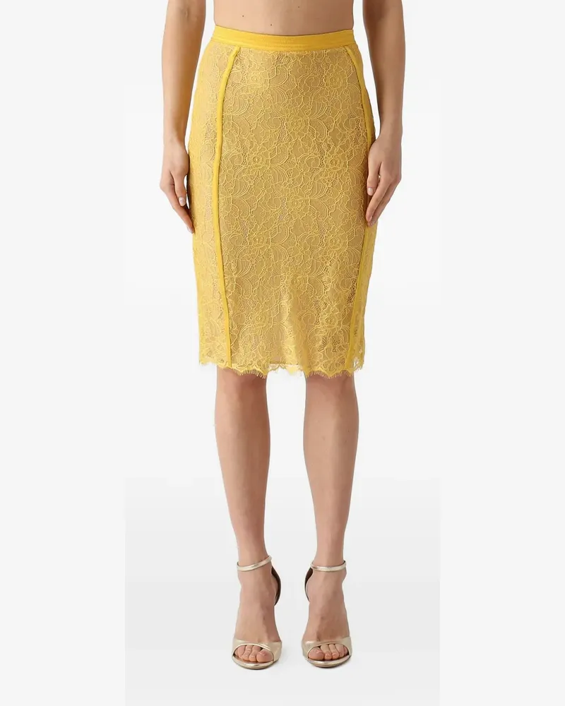 Elisabetta Franchi lace detail midi skirt - Gelb Gelb