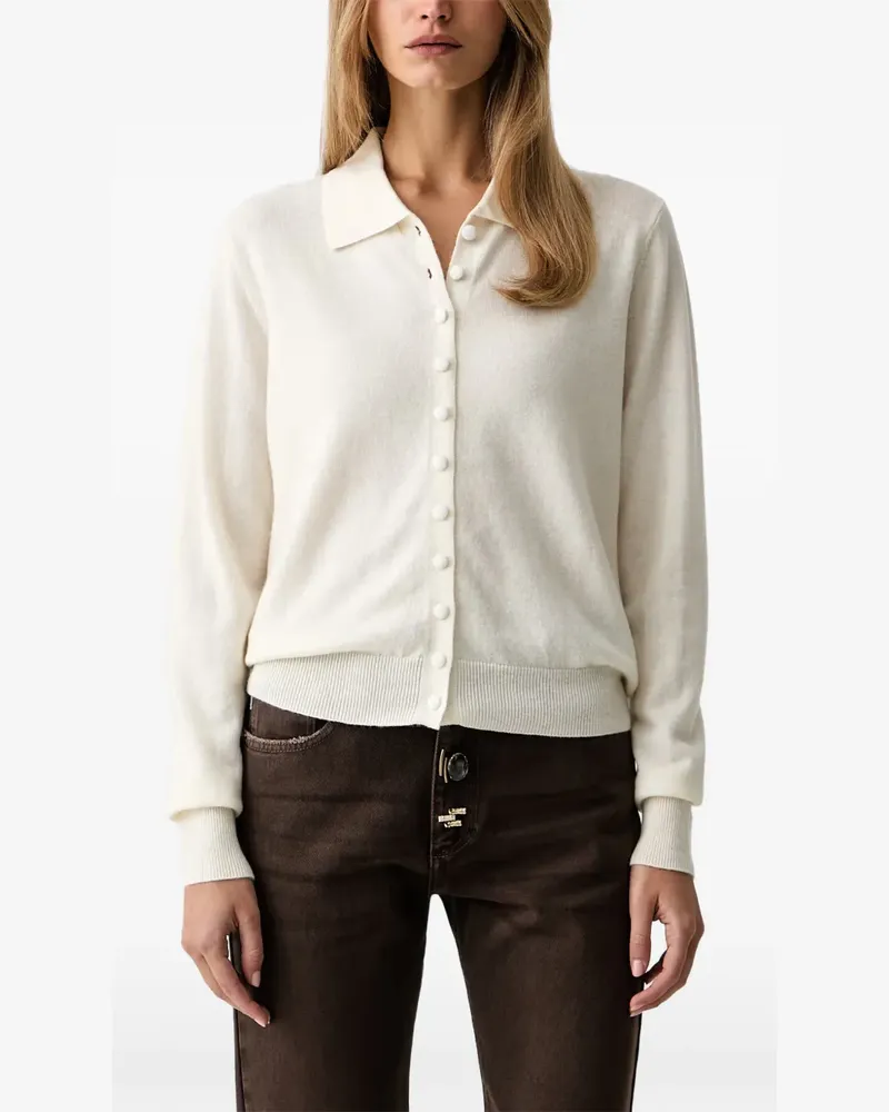 VICOLO Geknöpfter Polo-Cardigan - Weiß Weiß