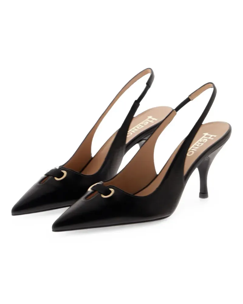 Herno Slingback-Pumps mit Blumen - Schwarz Schwarz