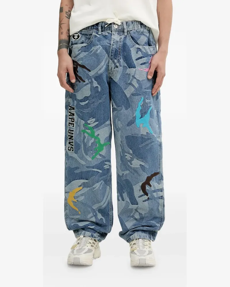 BAPE Handdetail-Jeans mit Camouflage-Print - Blau Blau