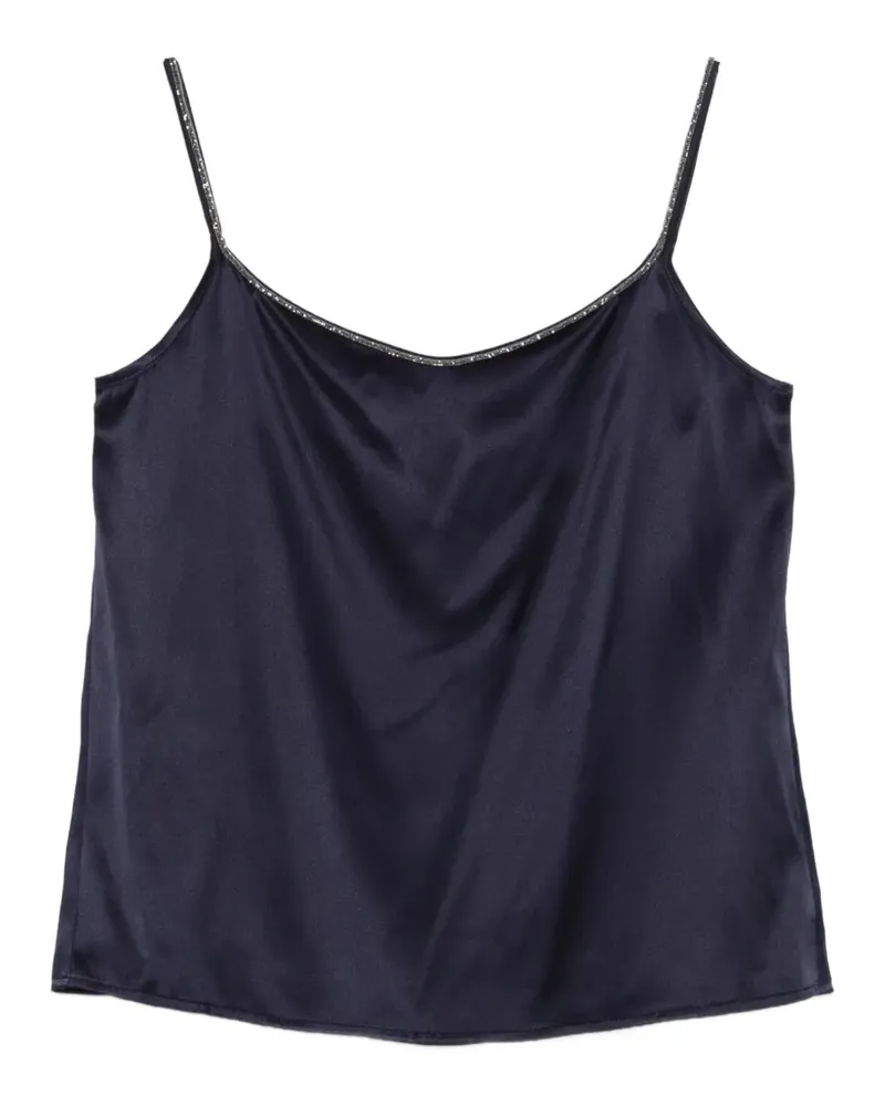 PANICALE Cashmere Top mit Spaghettiträgern - Blau Blau