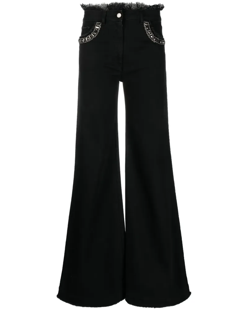 Alberta Ferretti Wide-Leg-Jeans mit hohem Bund - Schwarz Schwarz