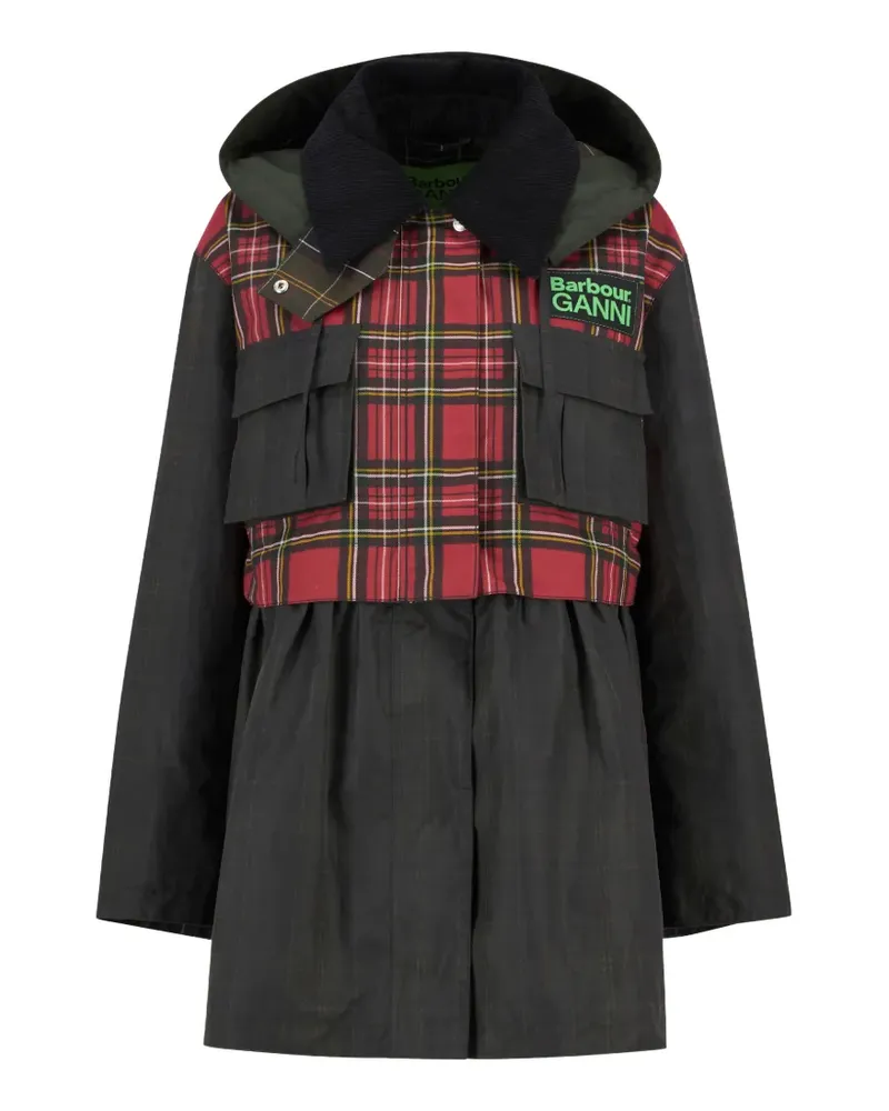Barbour x Ganni plaid-pattern coat - Schwarz Schwarz