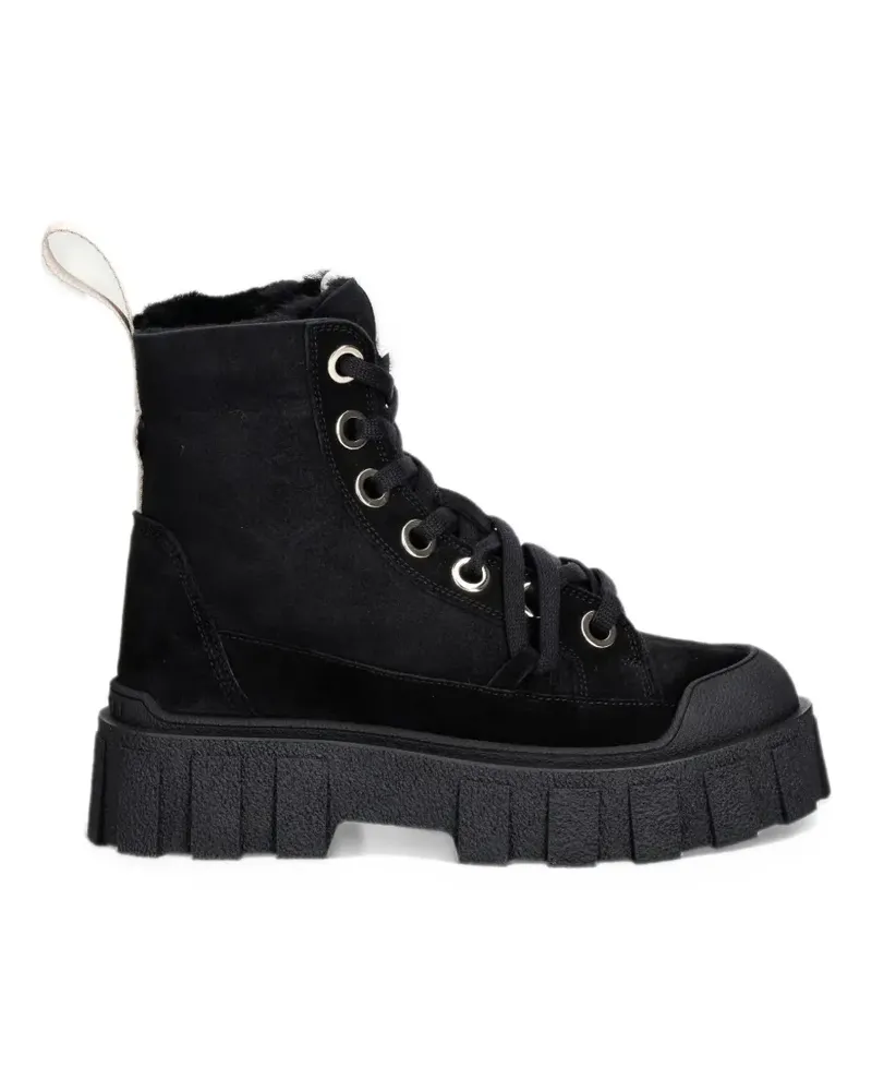 INUIKII Matilda Schnürstiefel mit dicker Sohle - Schwarz Schwarz