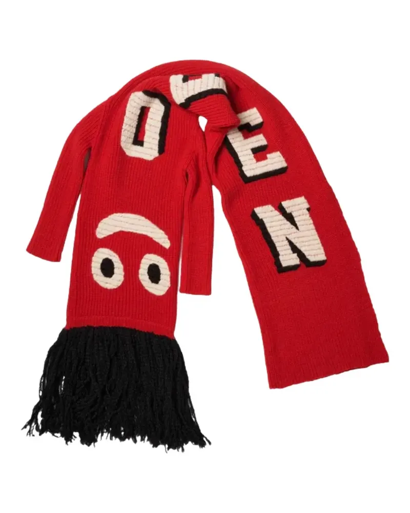 Doublet Air Dancer logo-intarsia fringed scarf - Rot Rot