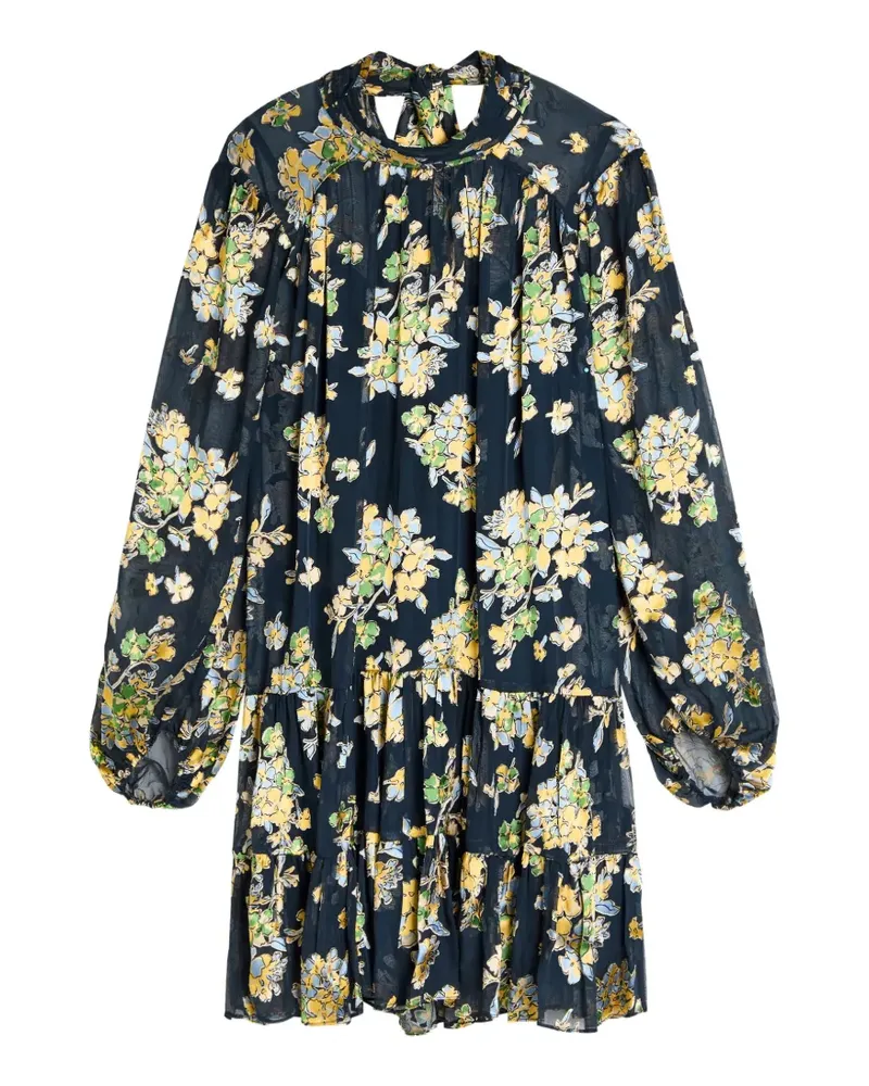 RIXO Anaya floral-print tiered mini dress - Blau Blau