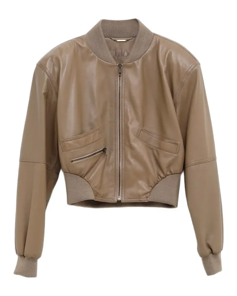 Chloé Lederjacke mit Reißverschluss - Braun Braun