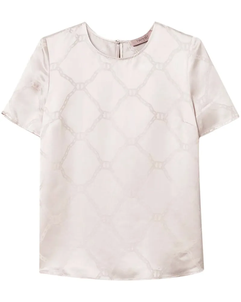 Twin-Set T-Shirt aus Oval T-Jacquard - Weiß Weiß