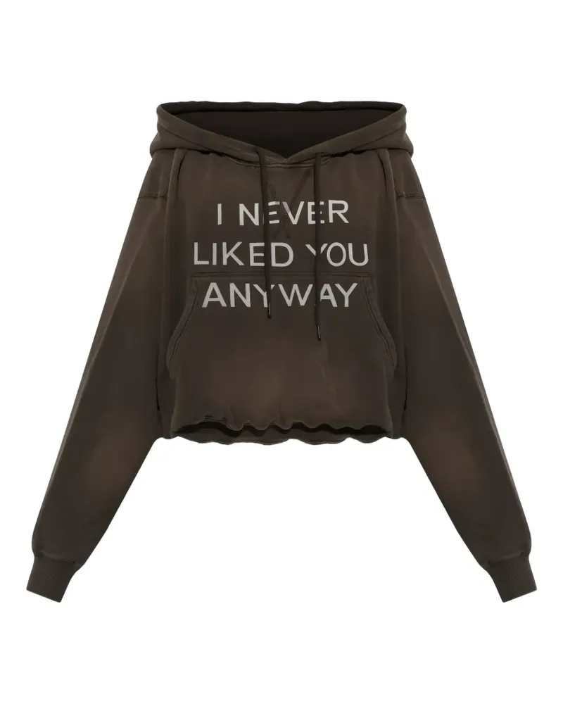 R13 slogan-print cropped hoodie - Grün Grün