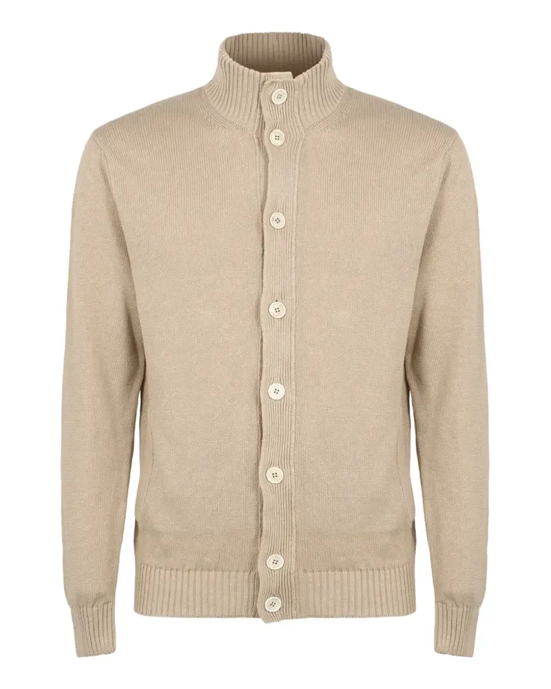 Slowear Gerippter Cardigan mit Stehkragen - Nude Nude