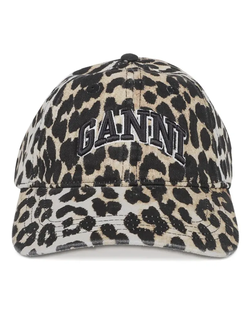 Ganni leopard-print baseball cap - Nude Nude