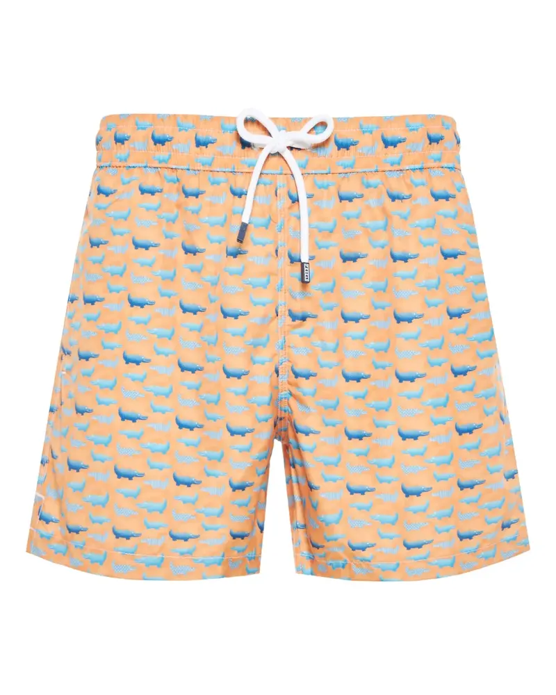 Fedeli Badeshorts mit Animal-Print - Orange Orange