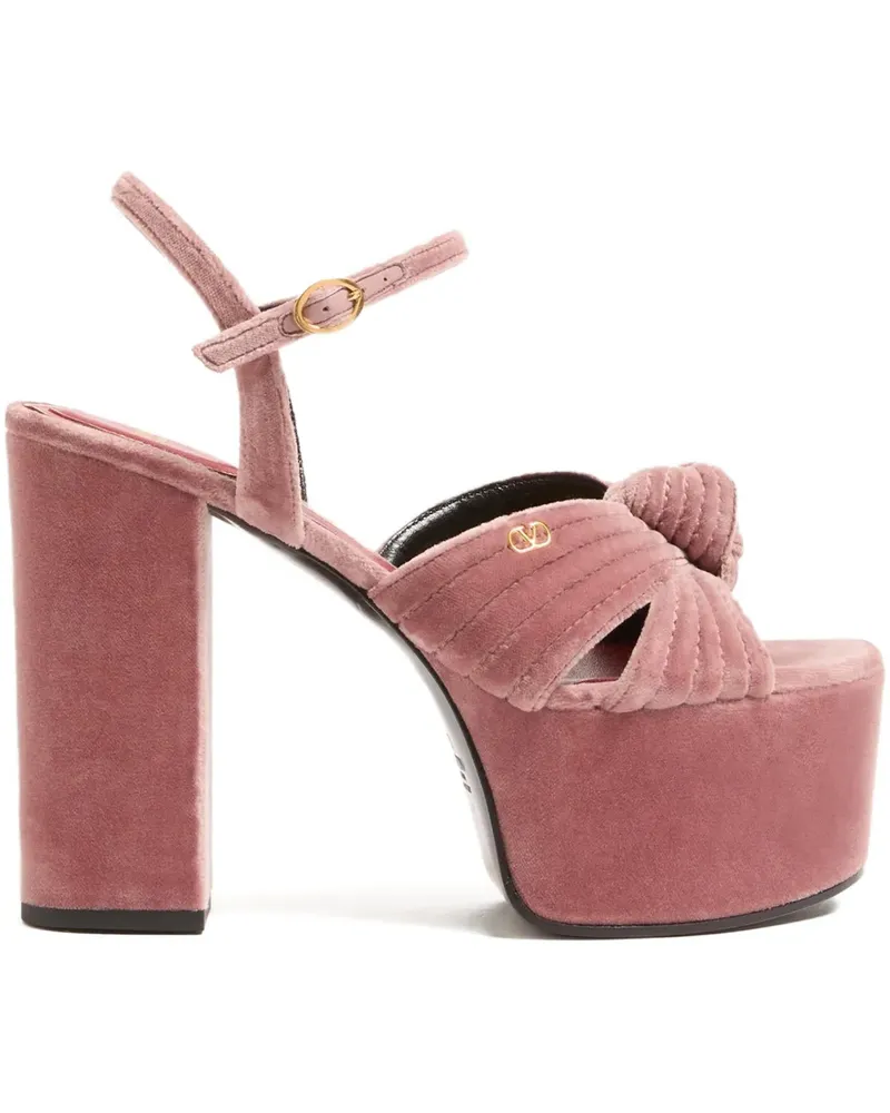 Valentino Garavani Crasher Plateau-Sandalen aus Samt - Rosa Rosa