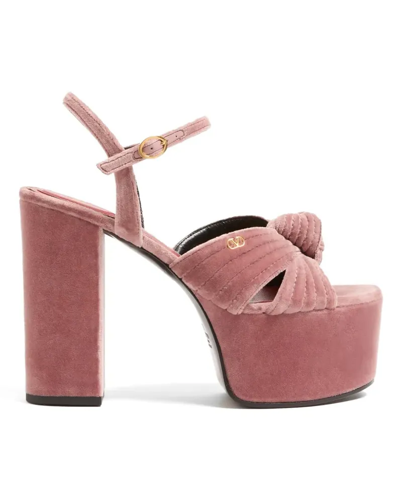 Valentino Garavani Crasher Plateau-Sandalen aus Samt - Rosa Rosa