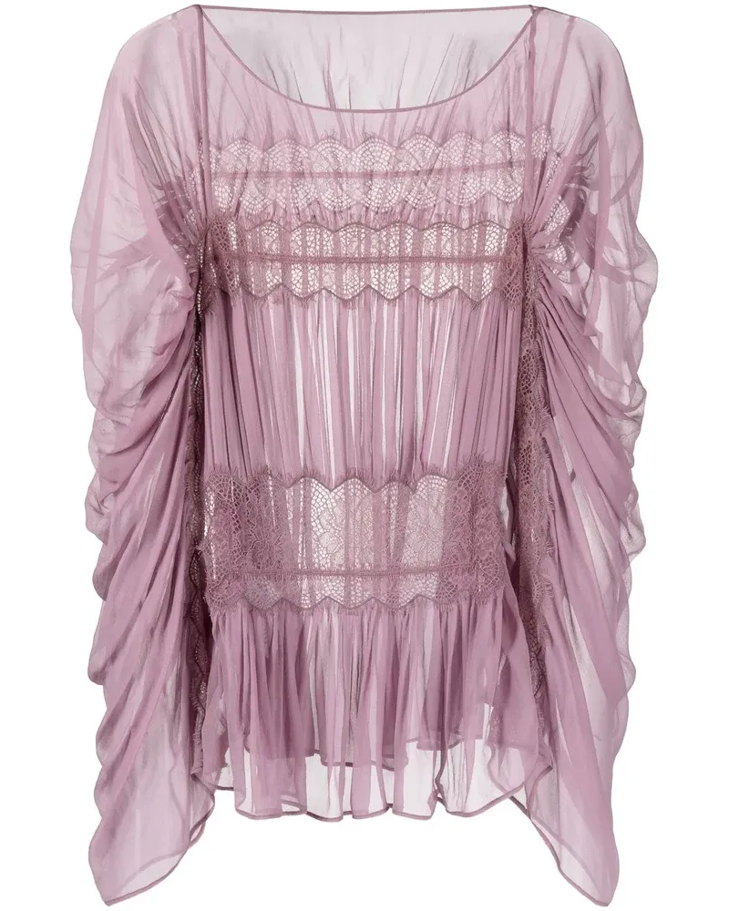 Alberta Ferretti Drapierte Bluse - Violett Violett