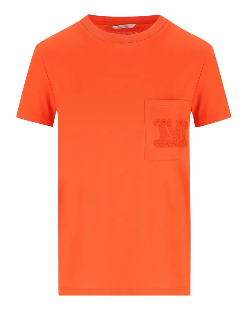 Max Mara chest-pocket embroidered-logo T-shirt - Orange Orange