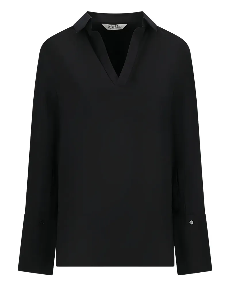 Max Mara Dover Poloshirt mit V-Ausschnitt - Schwarz Schwarz
