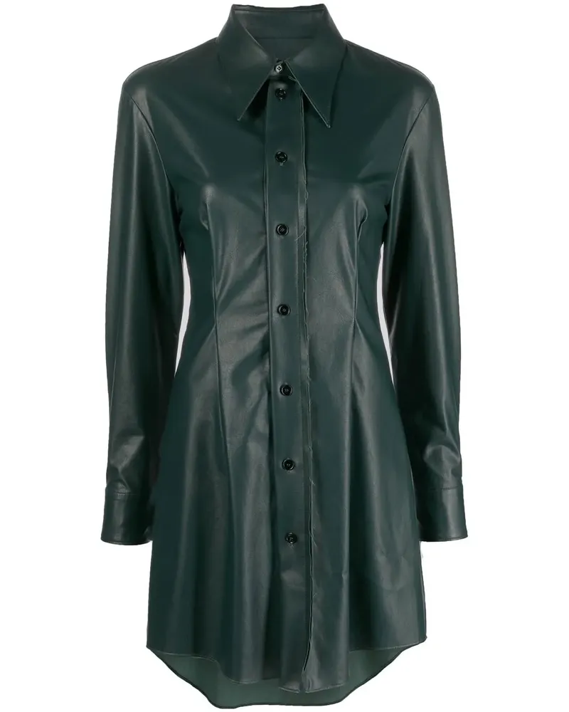 Maison Margiela Hemdkleid aus Faux-Leder - Grün Grün