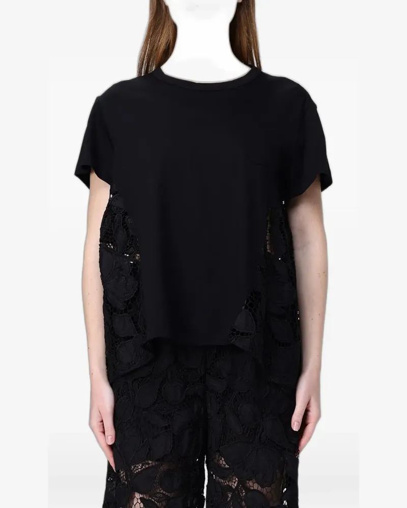 MEIMEIJ macramé-panelled cotton T-shirt - Schwarz Schwarz