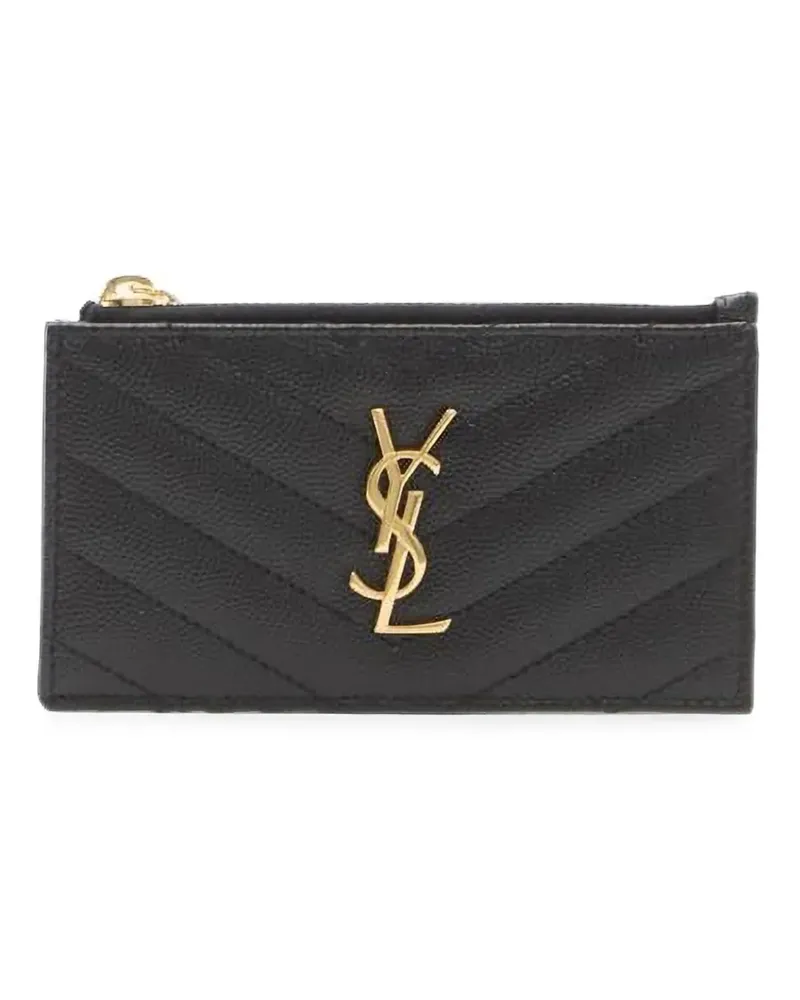 Saint Laurent Cassandre leather card holder - Schwarz Schwarz