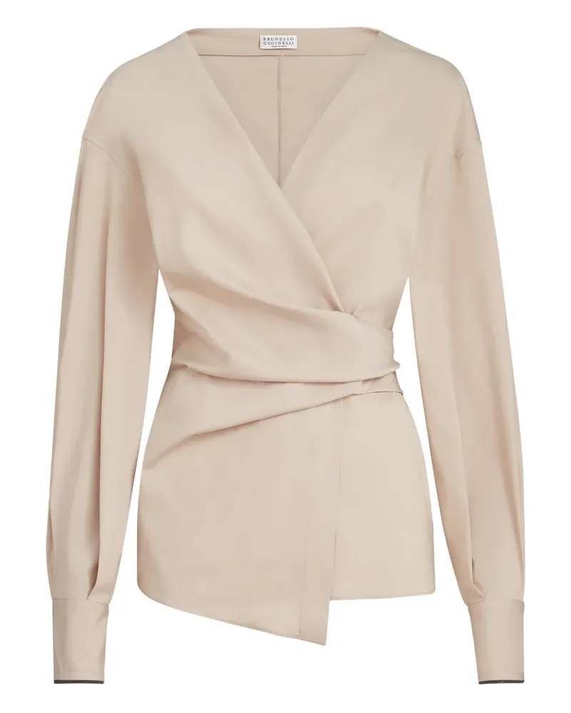 Brunello Cucinelli shiny-cuffs shirt - Nude Nude