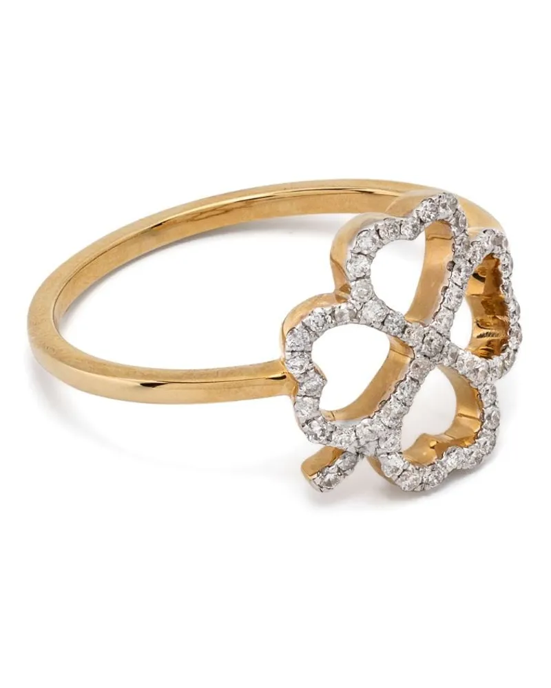 Yvonne Léon 18kt Bague Fil Trèfle Gelbgoldring mit Diamanten Gold