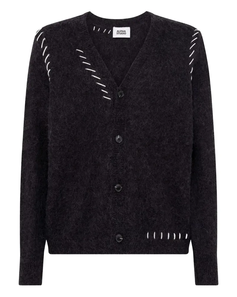 Alpha Industries Cardigan mit Ziernähten - Schwarz Schwarz
