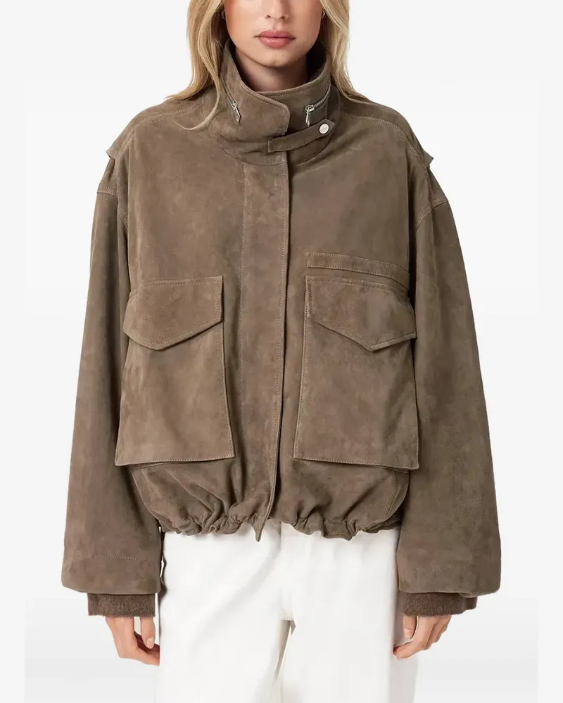 AllSaints Clay suede funnel-neck jacket - Braun Braun