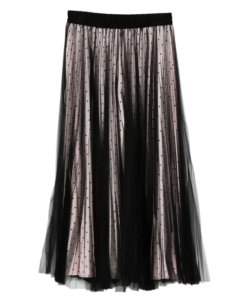 STYLAND Midirock mit Polka Dots - Schwarz Schwarz