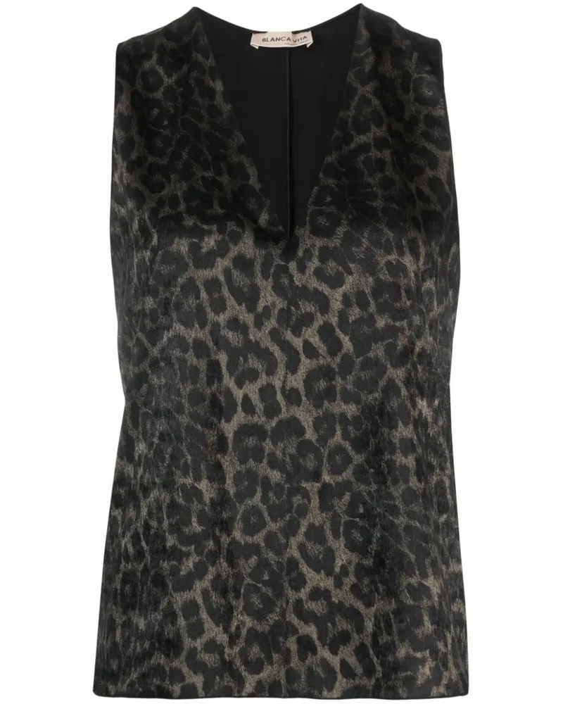Blanca Tanktop mit Leoparden-Print - Schwarz Schwarz