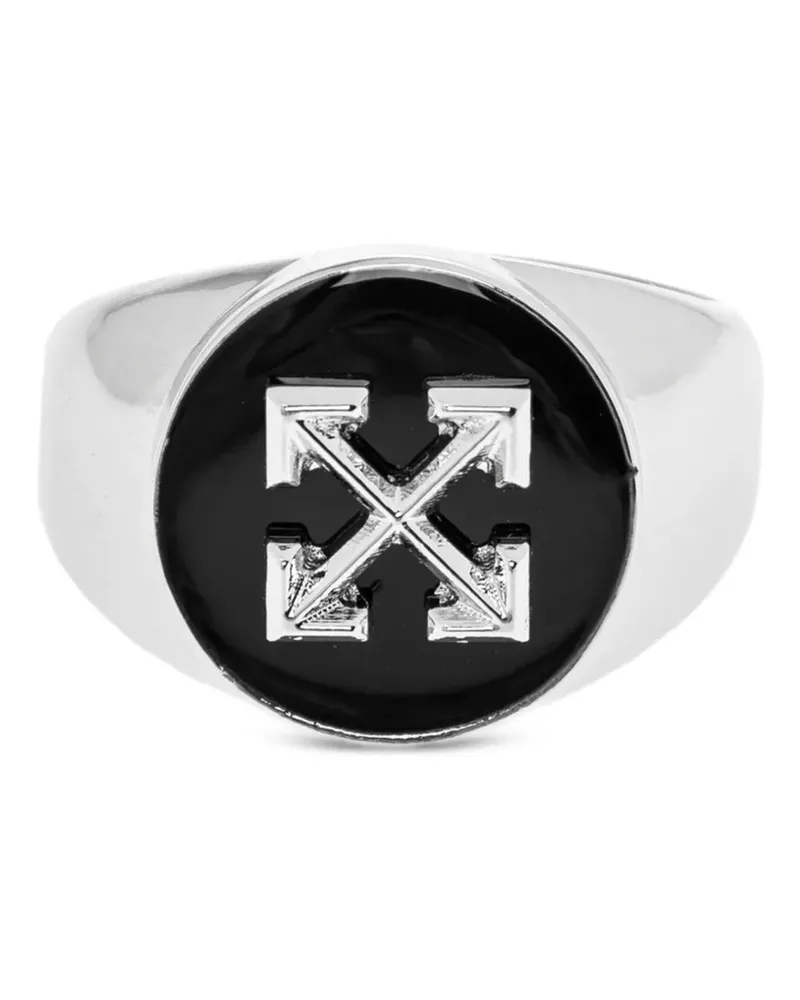 OFF-WHITE Emaillierter Arrows Siegelring - Silber Silber