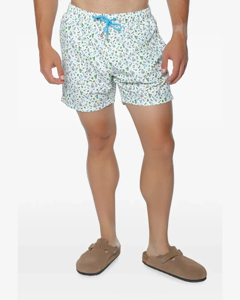 MC2 Saint Barth Lightning Micro Fantasy Badeshorts - Weiß Weiß