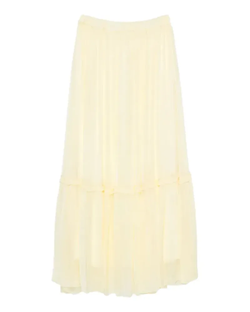 SOLOTRE tiered ruffled maxi skirt - Nude Nude