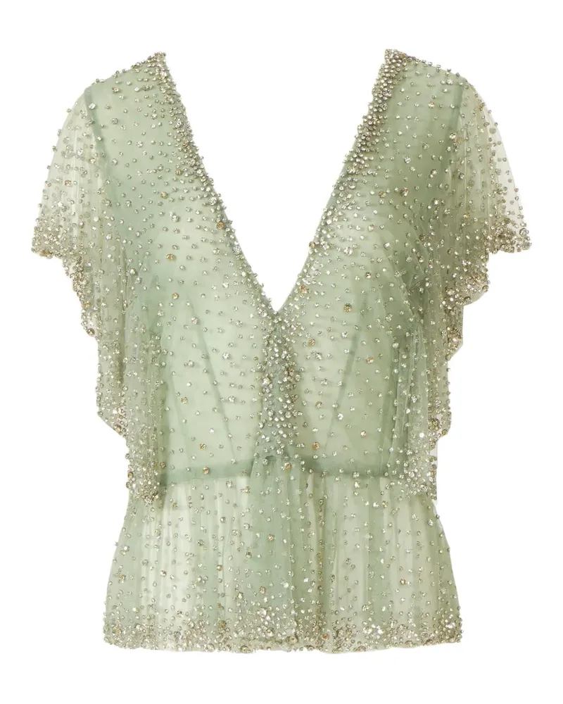 COSTARELLOS Aletta Oberteil mit Schößchen - Grün Grün