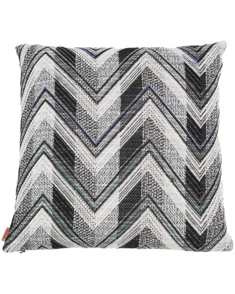 Missoni Home Gestreiftes Kissen mit Logo-Patch - Grau Grau
