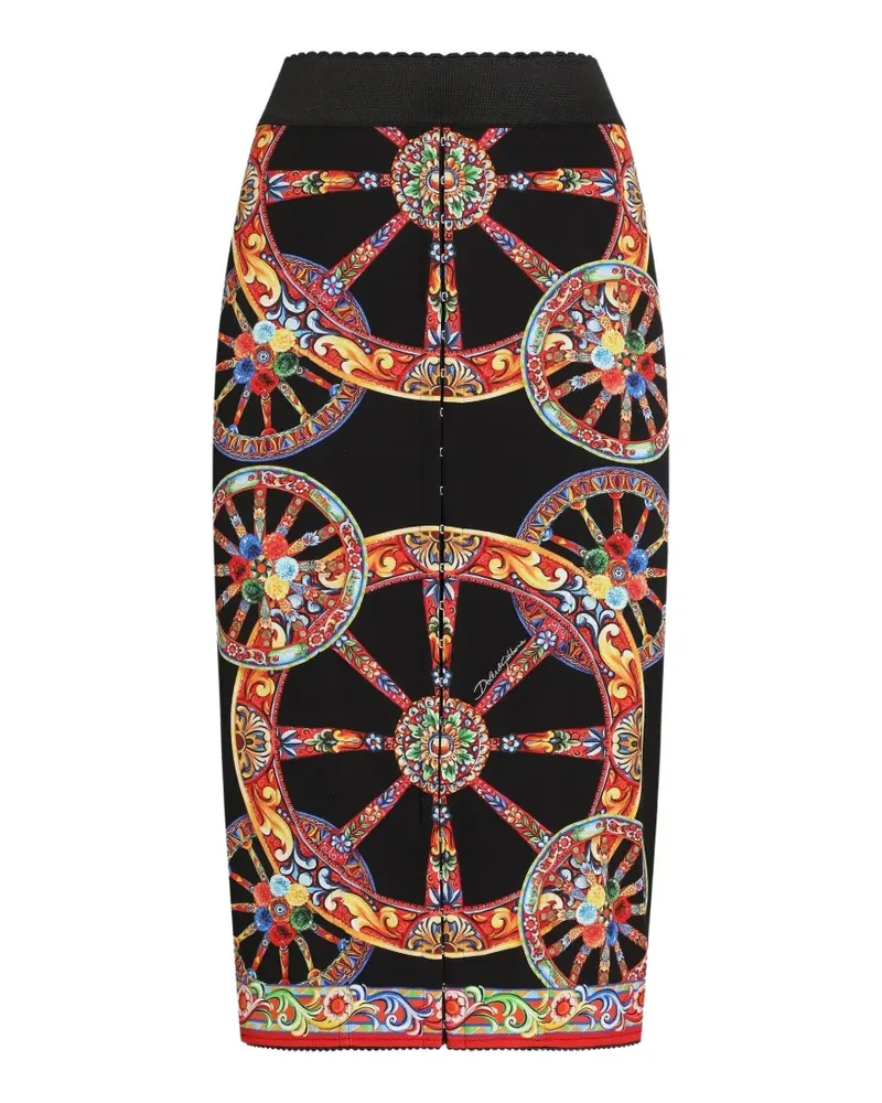 Dolce & Gabbana Langer Rock mit Carretto-Print - Schwarz Schwarz