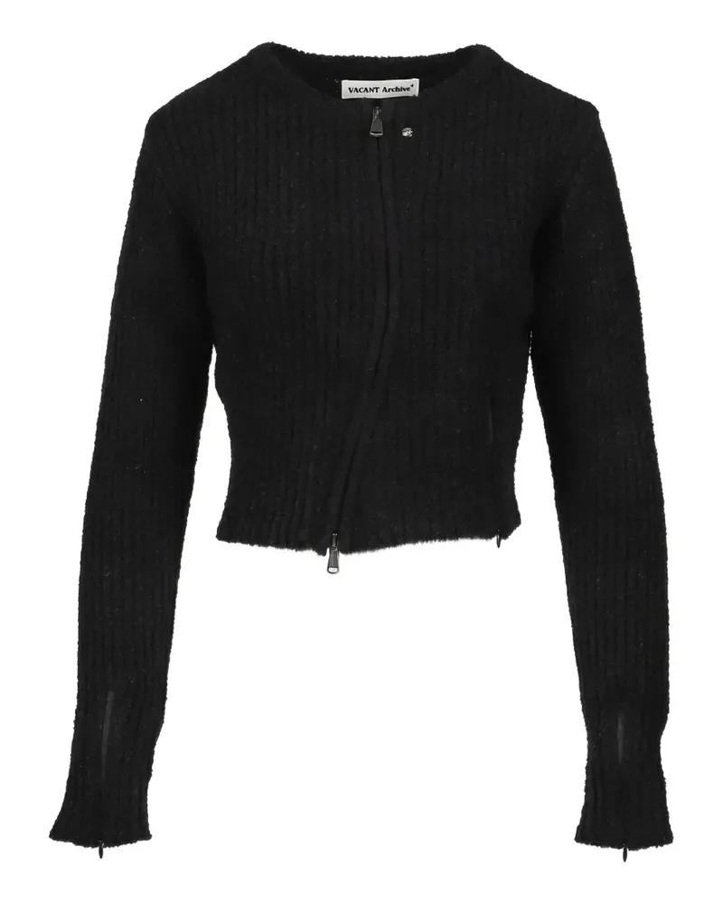Post Archive Faction Gerippter Cardigan mit Reißverschluss - Schwarz Schwarz